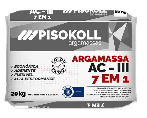 Argamassa AC3 Cinza Pisokoll 7 em 1